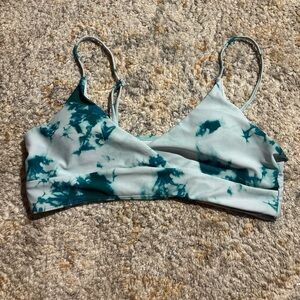 SHEIN Teal and White Tie-Dye Bikini Bralette